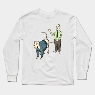 Jewish man taking the dog for a walk Long Sleeve T-Shirt